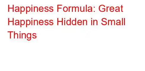 Happiness Formula: Great Happiness Hidden in Small Things