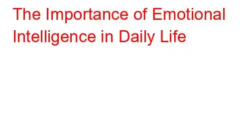 The Importance of Emotional Intelligence in Daily Life