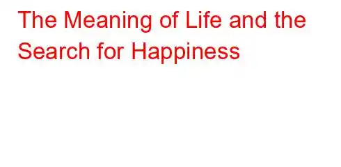 The Meaning of Life and the Search for Happiness