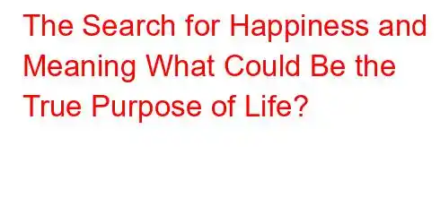 The Search for Happiness and Meaning What Could Be the True Purpose of Life?