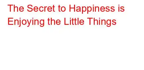 The Secret to Happiness is Enjoying the Little Things