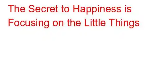 The Secret to Happiness is Focusing on the Little Things