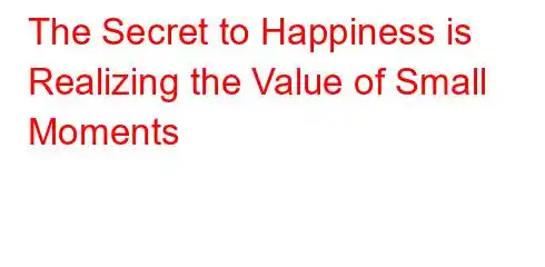 The Secret to Happiness is Realizing the Value of Small Moments