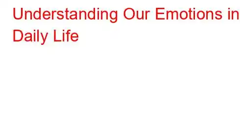 Understanding Our Emotions in Daily Life