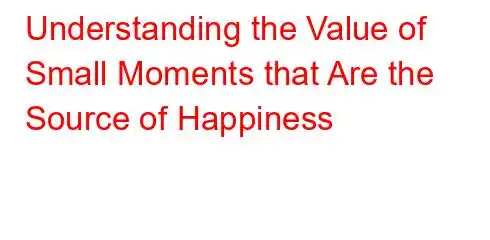 Understanding the Value of Small Moments that Are the Source of Happiness