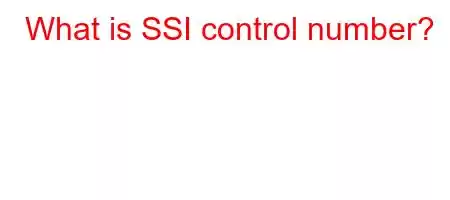 What is SSI control number