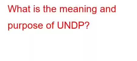 What is the meaning and purpose of UNDP?